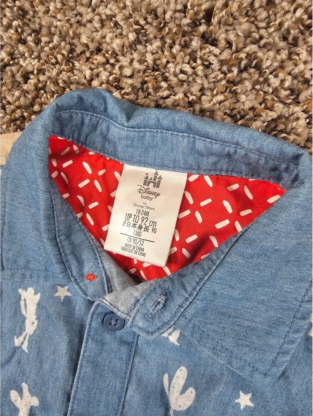 Disney baby Toy Story Woody button-down shirt Denim Sz 18-24M - Picture 3 of 4